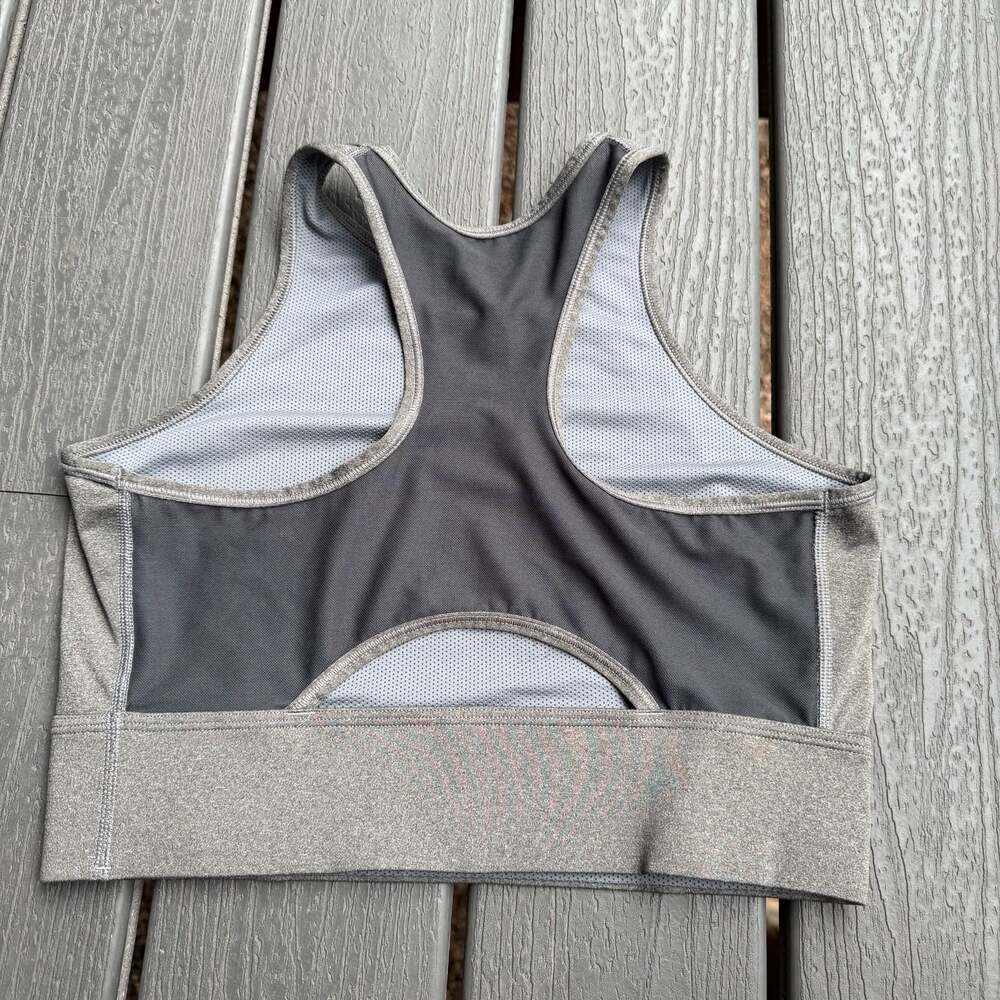 Nike Dri-FIT Women's High-Neck Racerback Sports Bra Gray - Picture 3 of 4